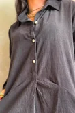 Arbi Needlecord Pop Over Shirt Dress Chocolate